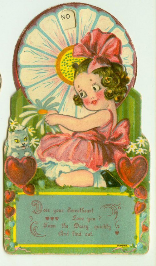 antique vintage mechanical valentine girl