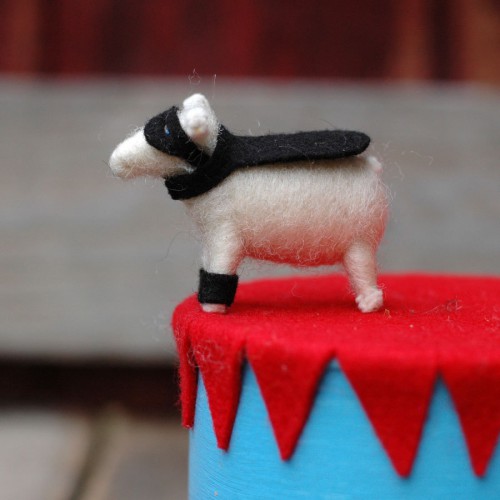 Super Hero Lamb in Black - Needle Felted Whimsy