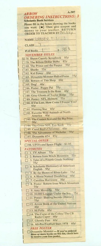 retro vintage scholastic teen book order form