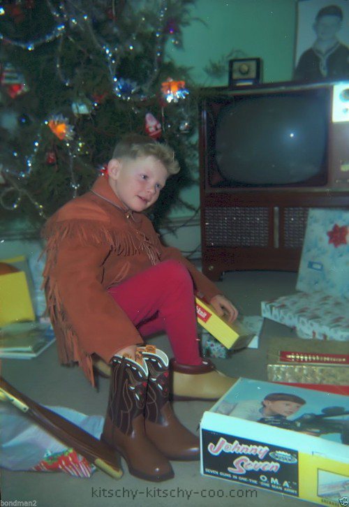 Vintage CHRISTMAS Negative 1960s TOYS Johnny Seven Gun