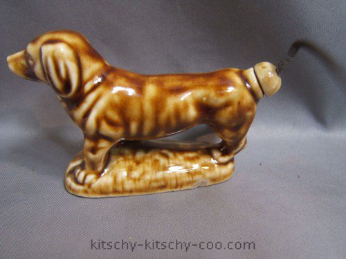 vintage Rockingham glazed ceramic dachshund dog