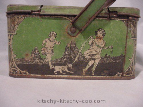 antique vintage dames and dogs lunchbox no egretsantiques