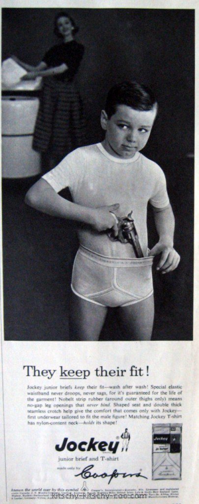 vintage gun in underwear ad